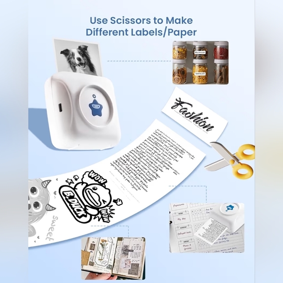 White Mini Portable Printer - Picture 6 of 8